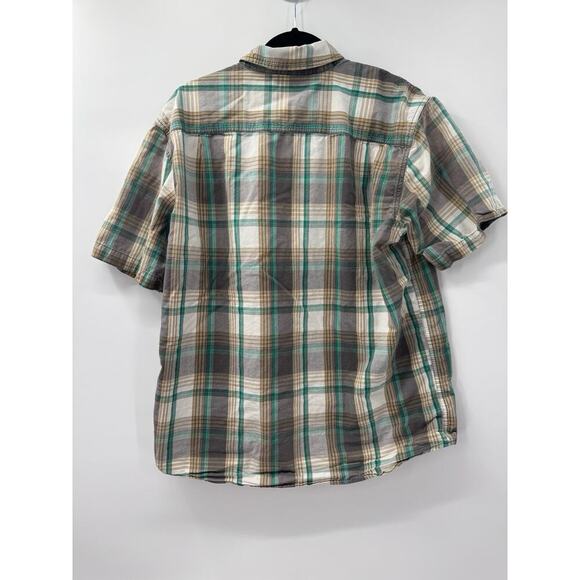 Carhartt Men's Lg Green Plaid Relaxed Fit Cotton Button Down Short Sleeve Shirt - Picture 2 of 5